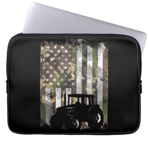 Camo Flag Tractor Vintage Farm Truck Patriotic Far Laptop Sleeve