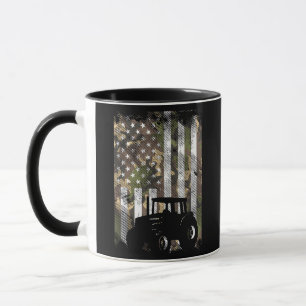 Camo Flag Tractor Vintage Farm Truck Patriotic Far Mug