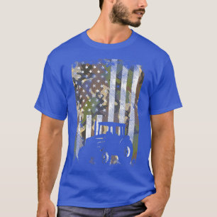 Camo Flag Tractor Vintage Farm Truck Patriotic T-Shirt