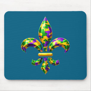 Camo fleur de lis mardi gras louisiana new orleans mouse pad