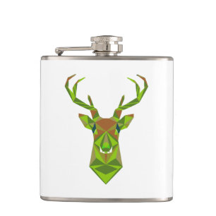 Camo Geometric Deer Head Hip Flask