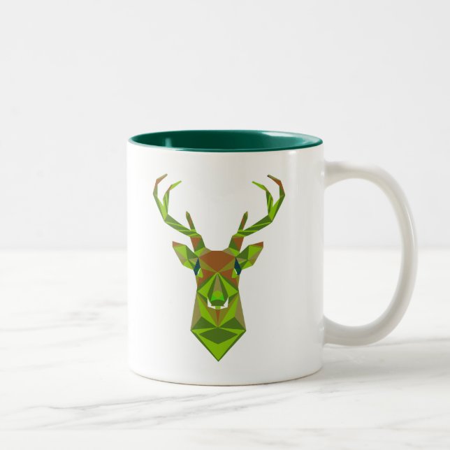 Camo Geometric Deer Head Two-Tone Coffee Mug (Right)