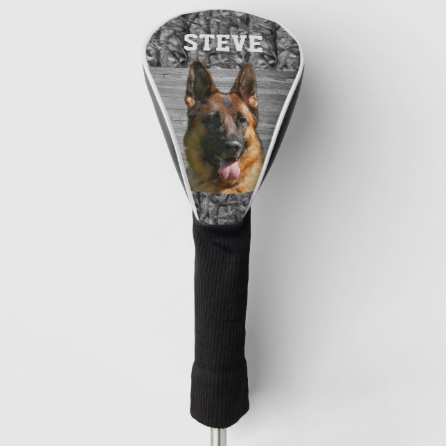 Camo German Shepherd Dog Breed Animal Name Golf He Head Cover (Front)