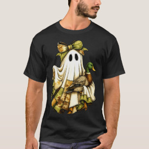 Camo ghost patchwork halloween spooky duck hunting T-Shirt