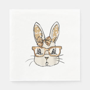 Camo Glasses Camo Tie Bow Bunny Face Rabbit Easter Napkin