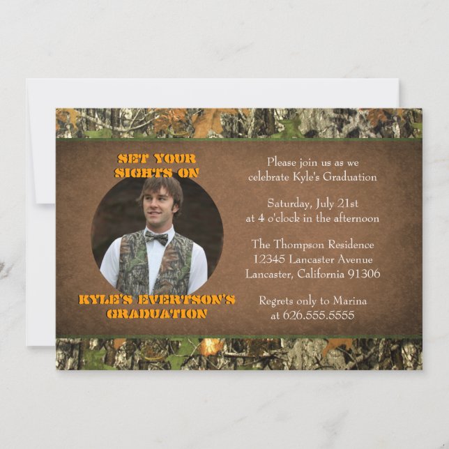 Camo Graduation Photo Invitations (Front)
