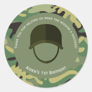 Camo Green   Army Birthday Sticker