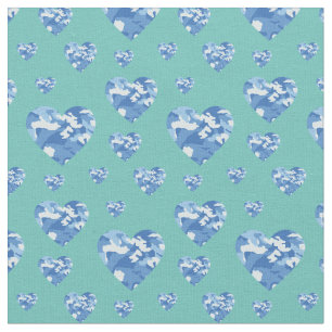 Camo Hearts Blue Boys Country Camouflage Fabric