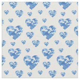Camo Hearts Blue Boys Country Camouflage Fabric