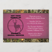 Camo Hot Pink Bridal Shower Invitations