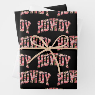 Camo Howdy Pink Preppy Camouflage Christmas Wrapping Paper Sheet