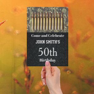 Camo Hunting Ammo Birthday Party Men's Invitations