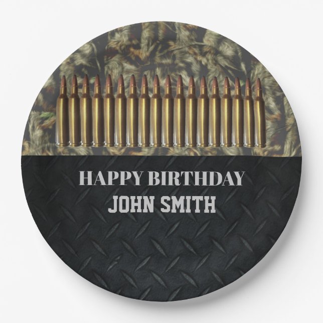 Camo Hunting Ammo Birthday Party Men's Plates (Front)