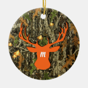 Camo Hunting Deer Monogram Ornament