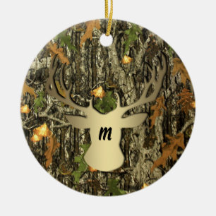 Camo Hunting Deer Monogram Ornament