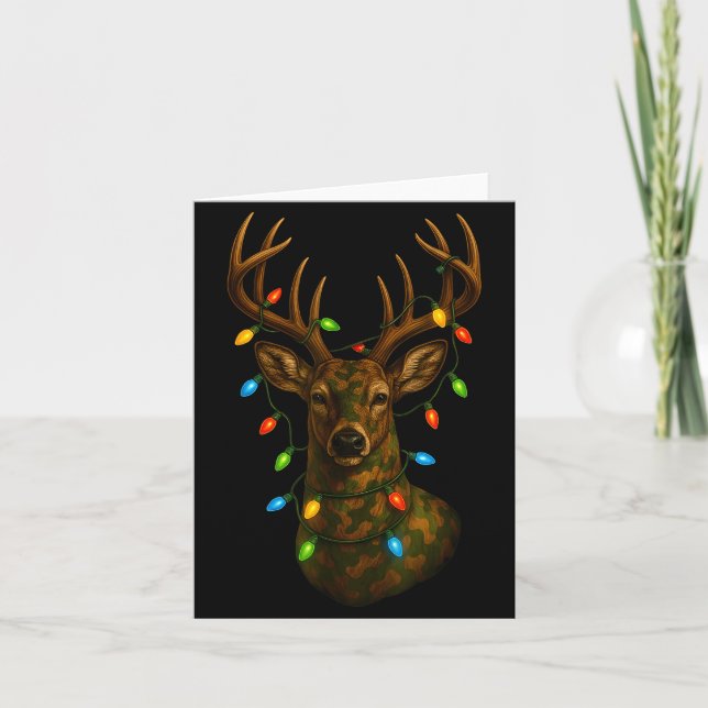 Camo Hunting Reindeer Deer Christmas Holiday Xmas  Card (Front)