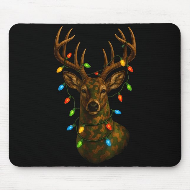 Camo Hunting Reindeer Deer Christmas Holiday Xmas  Mouse Pad (Front)