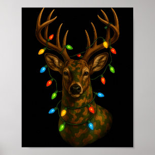 Camo Hunting Reindeer Deer Christmas Holiday Xmas Poster