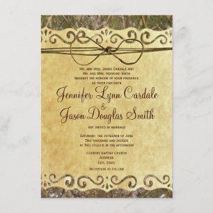 Camo Hunting Vintage Paper Wedding Invitation