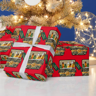 Camo Ice Chest With Beer Merry Christmas Wrapping Paper