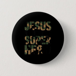 Camo Jesus Is My Superhero Toddler Boys Camouflage 6 Cm Round Badge