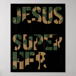 Camo Jesus Is My Superhero Toddler Boys Camouflage Poster