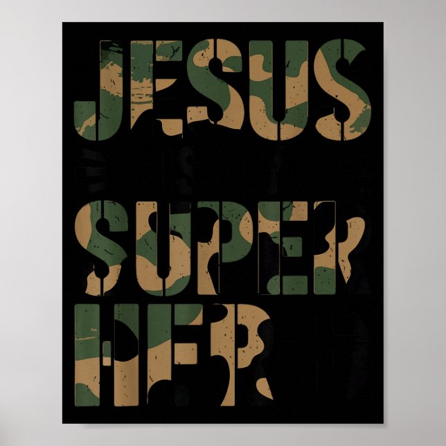 Camo Jesus Is My Superhero Toddler Boys Camouflage Poster (Front)