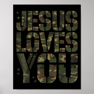 Camo Jesus Loves You Teen Girl Funny Christian Bib Poster