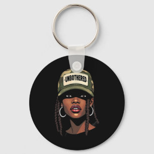 Camo Juneteenth Unbothered Black Girl Loc'd _1  Key Ring