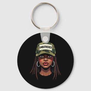 Camo Juneteenth Unbothered Black Girl Loc'd _4 Key Ring