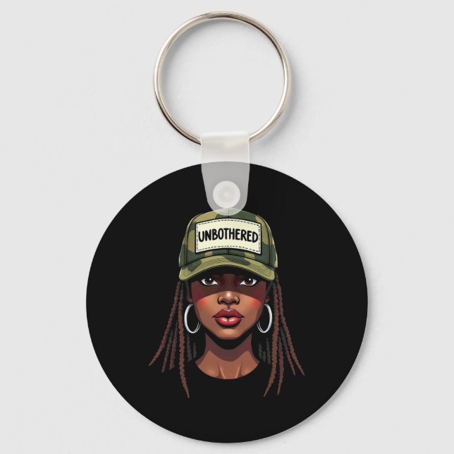 Camo Juneteenth Unbothered Black Girl Loc'd _4  Key Ring (Front)