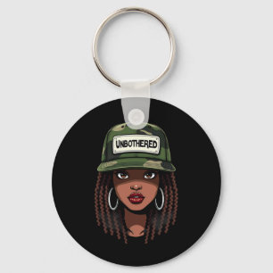 Camo Juneteenth Unbothered Black Girl Loc'd _5  Key Ring