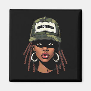 Camo Juneteenth Unbothered Black Girl Loc'd _7 Magnet