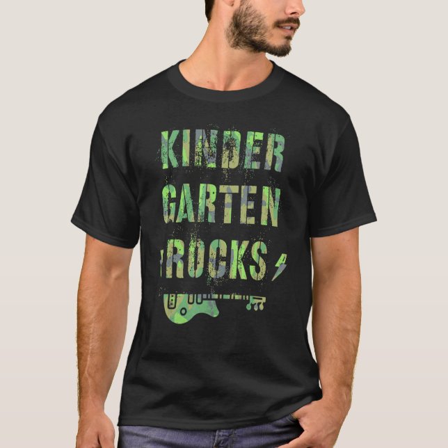 Camo Kindergarten Rocks Camp Teacher Squad Kinder  T-Shirt (Front)