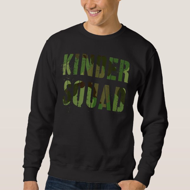 Camo Kindergarten Squad Teacher Hello Kinder Vinta Sweatshirt (Front)