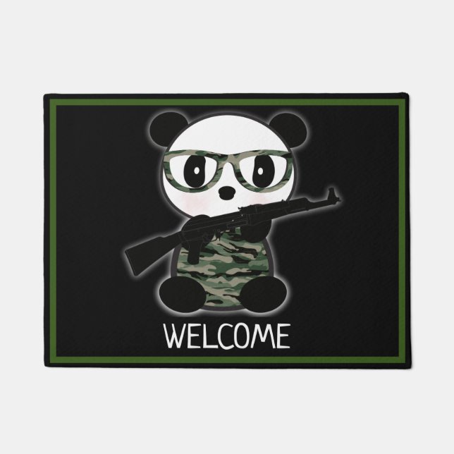 Camo Leon The Panda Bear Welcome Mat (Front)