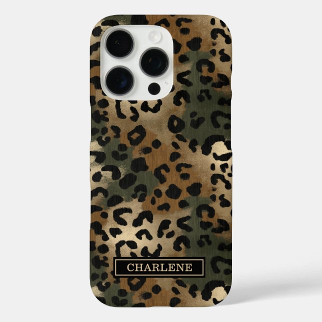Camo Leopard Print Monogrammed Case-Mate iPhone Case (Back)