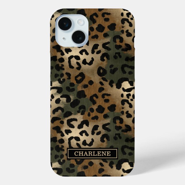 Camo Leopard Print Monogrammed Case-Mate iPhone Case (Back)
