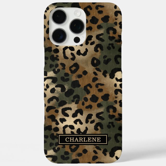 Camo Leopard Print Monogrammed Case-Mate iPhone Case (Back)