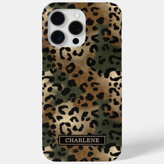 Camo Leopard Print Monogrammed Case-Mate iPhone Case (Back)