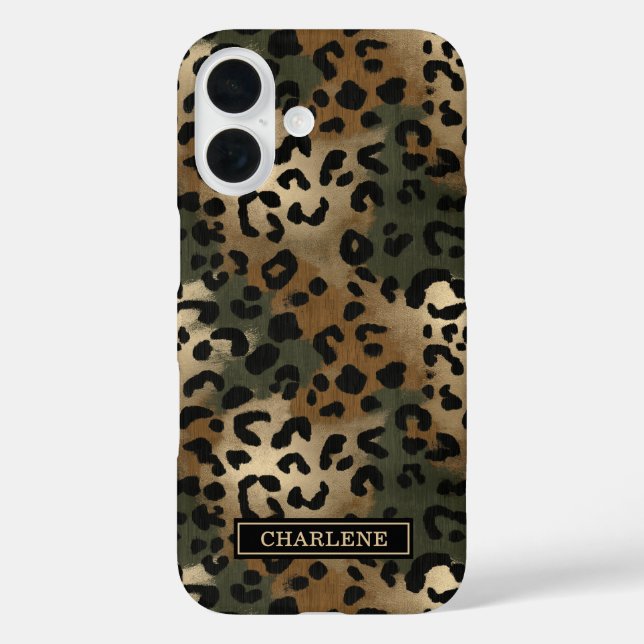 Camo Leopard Print Monogrammed Case-Mate iPhone Case (Back)