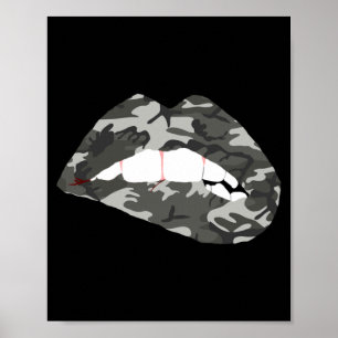 Camo Lips Mouth Camouflage Military Soldier Poster