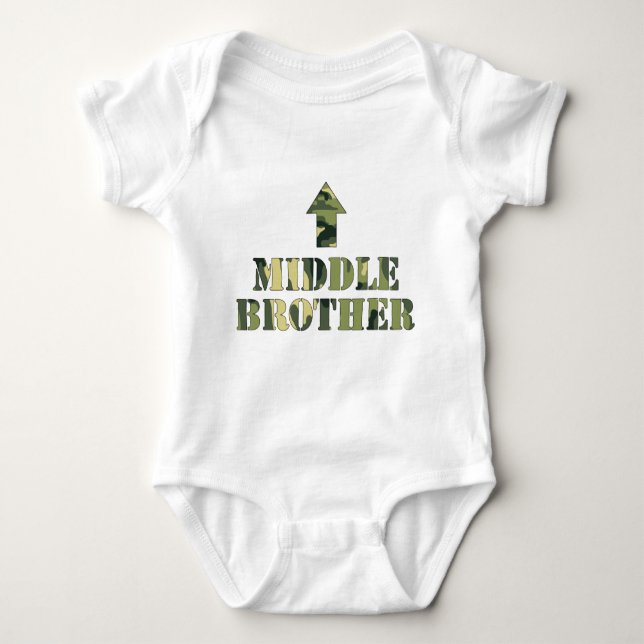 Camo Middle Brother shirt / great baby shower idea (Front)