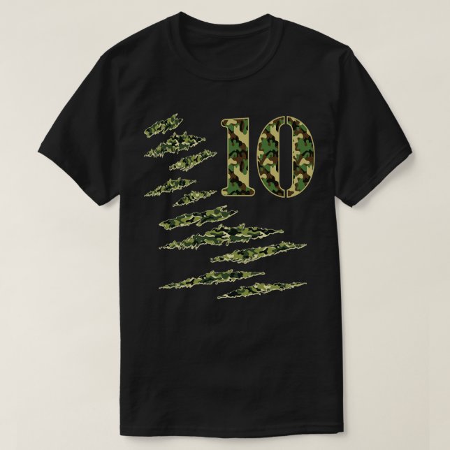 Camo Military Number 10 Year Old Soldier Camoue T-Shirt (Design Front)