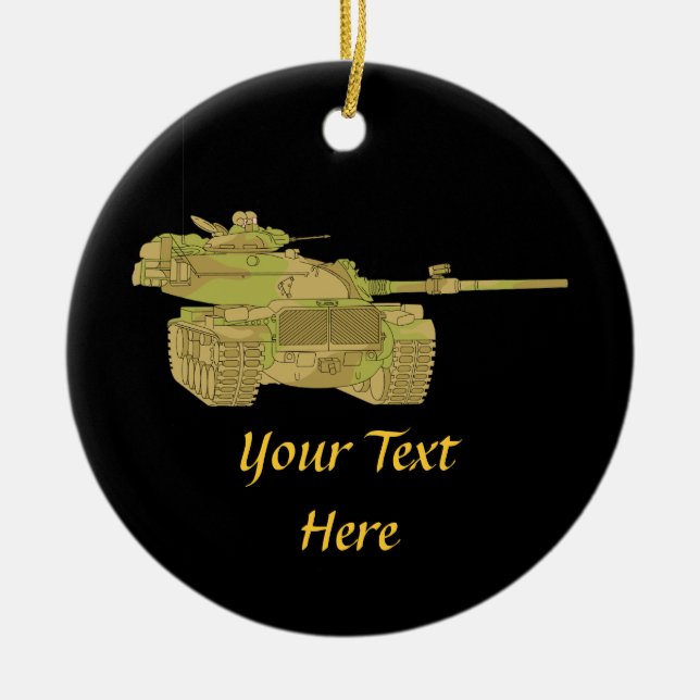 Camo Military Tank Design Ceramic Ornament (Front)