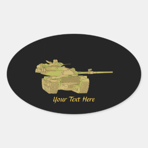 Camo Military Tank Design Oval Sticker