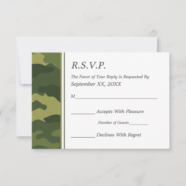 Camo Military Wedding RSVP Card (Front)