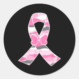 Camo nks Ribbon Breast Cancer Awareness Classic Round Sticker