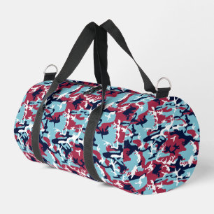 Camo Pattern - Burgundy Navy Blue White Duffle Bag