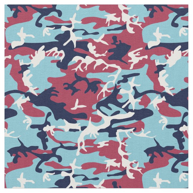 Camo Pattern - Burgundy Navy Blue White Fabric (Close Up)